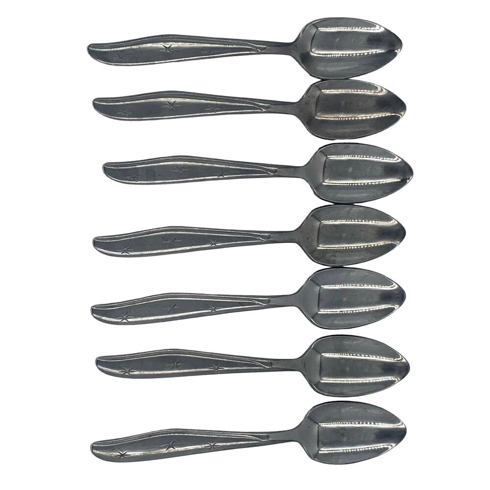 Mar-crest Citation Stainless Atomic  Starburst Flatware Spoons Set Of 7 MCM
